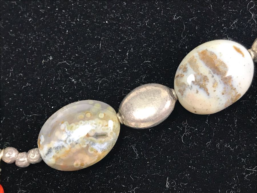 Pair Of Beaded Necklaces With Semiprecious Stones Including Turquoise And Silver [Photo 14]