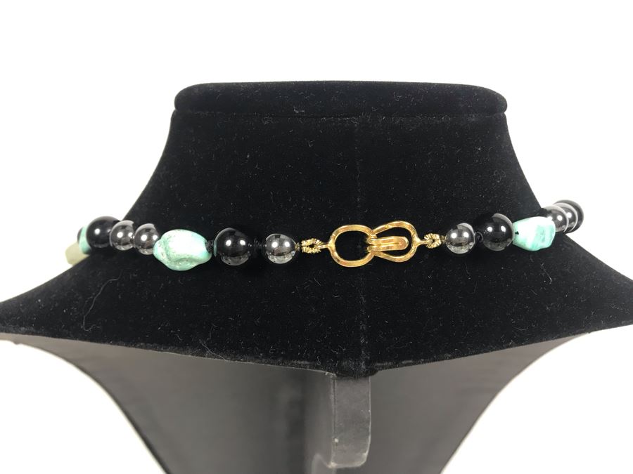 Pair Of Beaded Necklaces With Semiprecious Stones Including Turquoise And Silver [Photo 9]