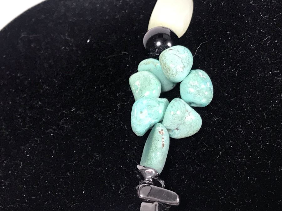 Pair Of Beaded Necklaces With Semiprecious Stones Including Turquoise And Silver [Photo 8]