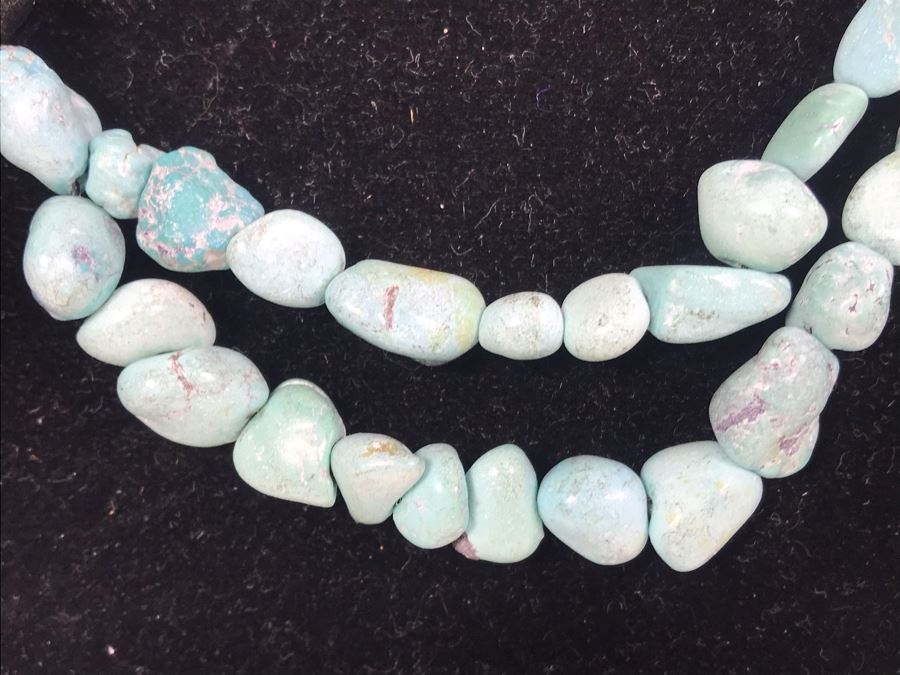 Pair Of Beaded Necklaces With Semiprecious Stones Including Turquoise And Silver [Photo 4]