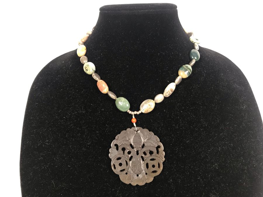 Pair Of Beaded Necklaces With Semiprecious Stones Including Turquoise And Silver [Photo 10]