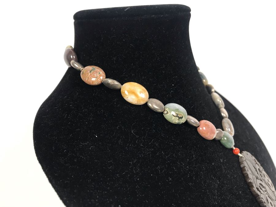 Pair Of Beaded Necklaces With Semiprecious Stones Including Turquoise And Silver [Photo 17]