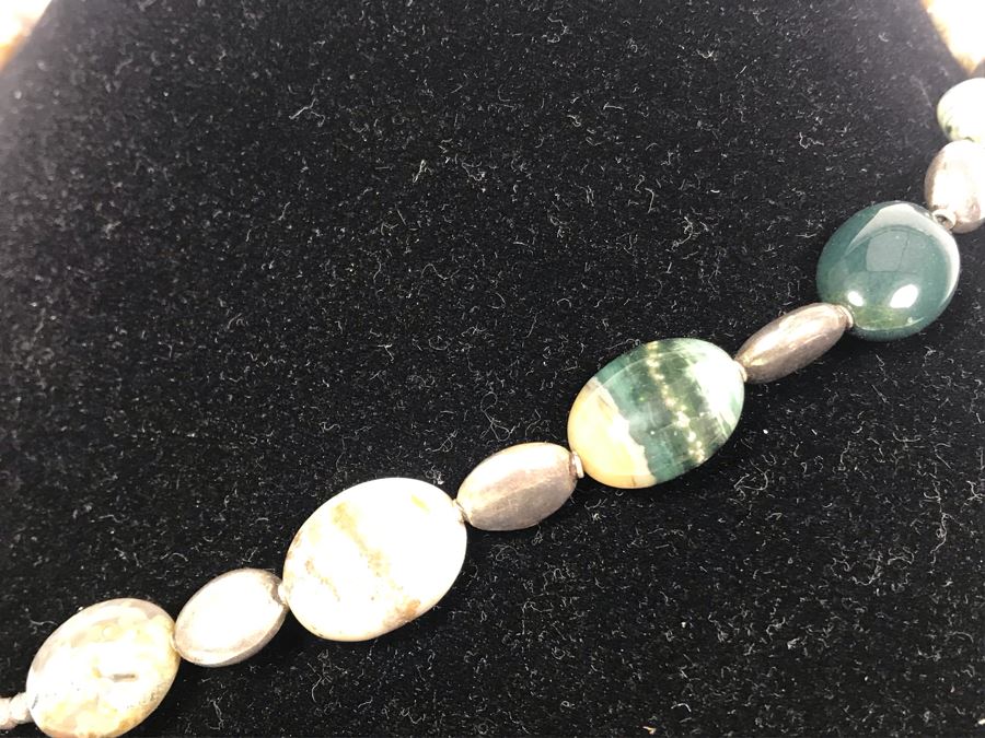 Pair Of Beaded Necklaces With Semiprecious Stones Including Turquoise And Silver [Photo 13]