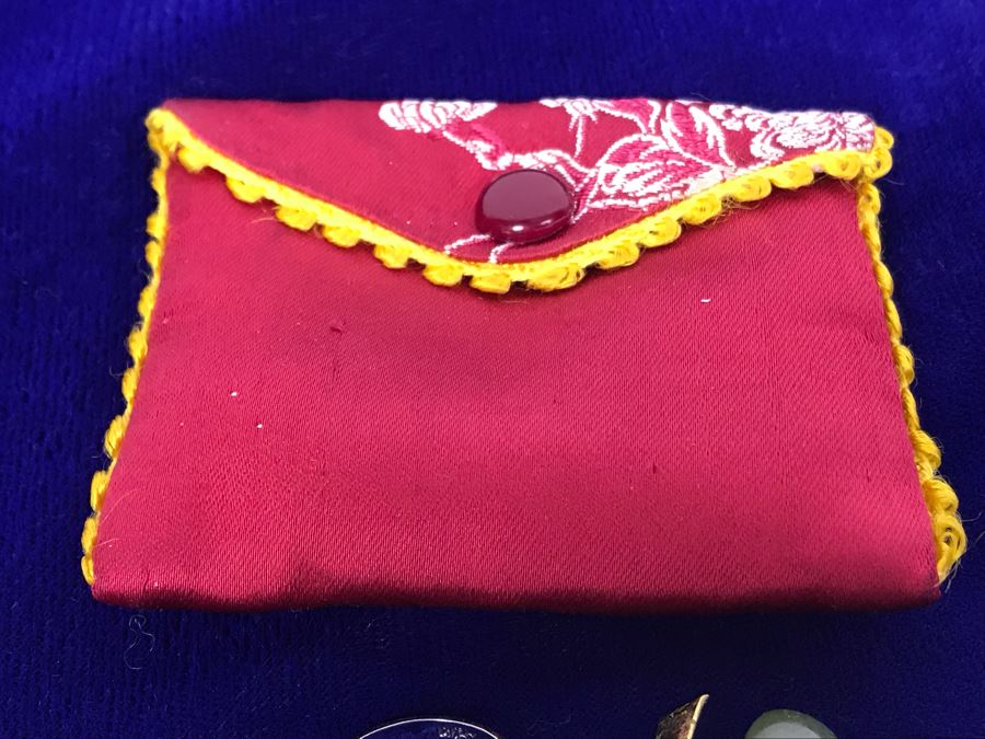 Nephrite Jade Brooch And Ring And Carved Jade Pendant All With Base Metal [Photo 8]