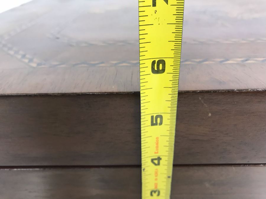 Beautiful Vintage Detailed Wood Inlaid Silverware Storage Box (Inside Of Box Modified) 20.5' X 13' X 5.5' [Photo 14]