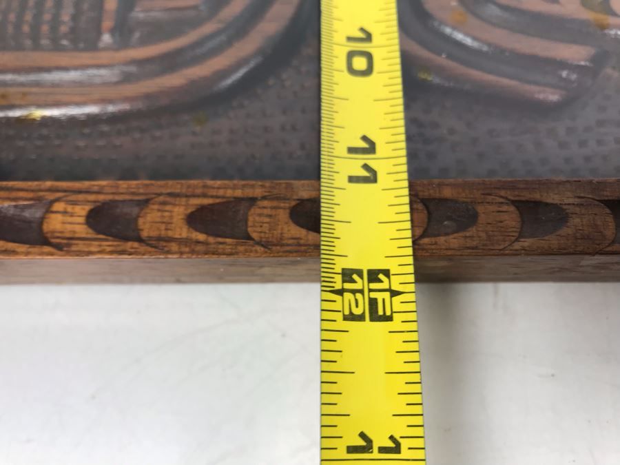 Vintage Honduras Carved Serving Tray With Glass Top Signed C A 20' X 12' [Photo 6]