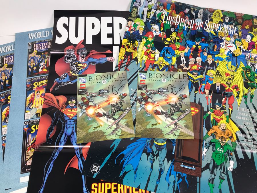 Pair Of Signed Bionicle DC Lego Comic Books And (4) Superman Posters [Photo 2]