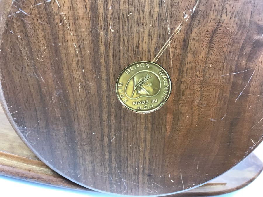 Vintage Wooden Salad Bowl Set, Mid-Century Solid Black Walnut Kustom Kraft Ice Bucket And DANSK Designs Denmark Wooden Serving Tray [Photo 12]