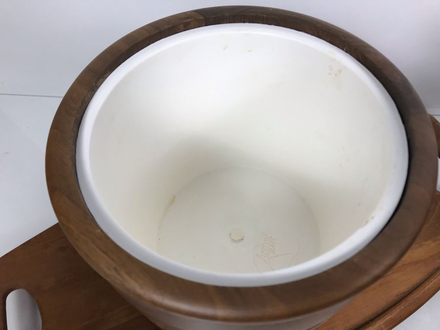 Vintage Wooden Salad Bowl Set, Mid-Century Solid Black Walnut Kustom Kraft Ice Bucket And DANSK Designs Denmark Wooden Serving Tray [Photo 10]