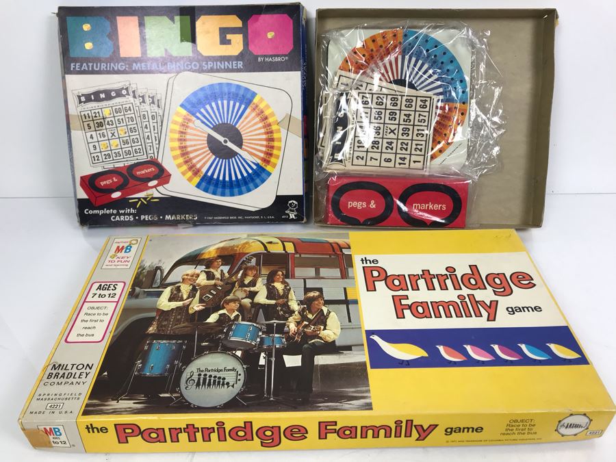 Vintage 1971 The Partridge Family Game (Sean Cassidy) MB And Vintage 1967 BINGO Game With Metal Bingo Spinner By Hasbro [Photo 1]