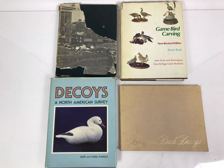 (4) Wooden Duck Decory Carving Books - 3 Books Are SIGNED By Bruce Burk, R.H. Richardson, Andrew Nelson And Charles W. Frank