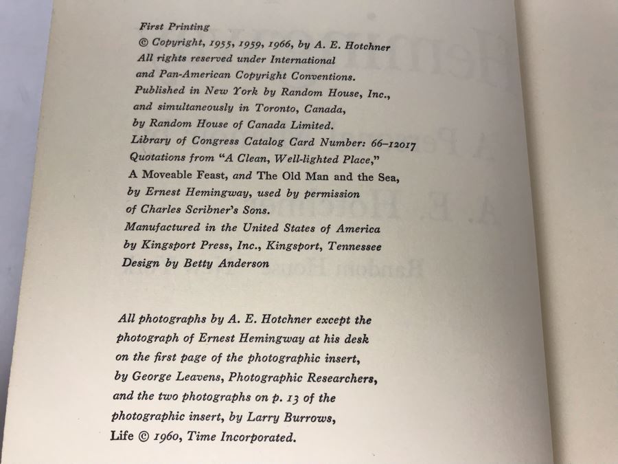 First Printing Book Papa Hemingway A Personal Memoir By A. E. Hotchner [Photo 4]