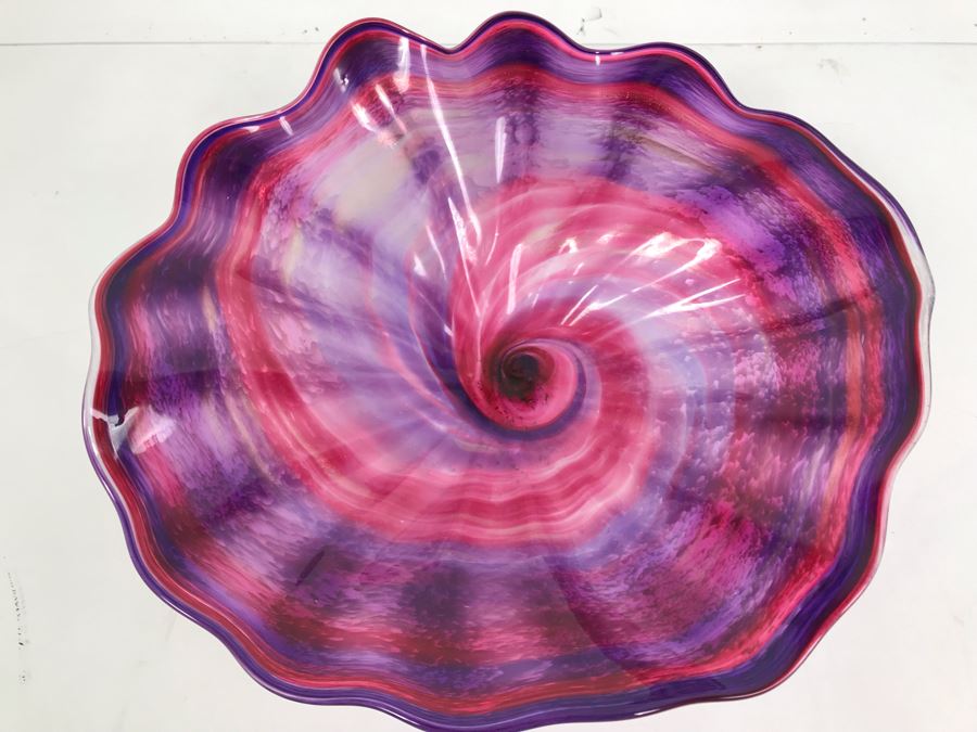 Vintage Signed Art Glass In Manner Of Dale Chihuly Wall Mountable 13' [Photo 3]