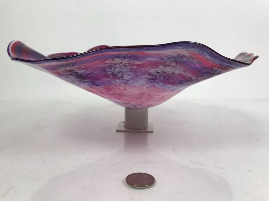 Vintage Signed Art Glass In Manner Of Dale Chihuly Wall Mountable 13' [Photo 8]