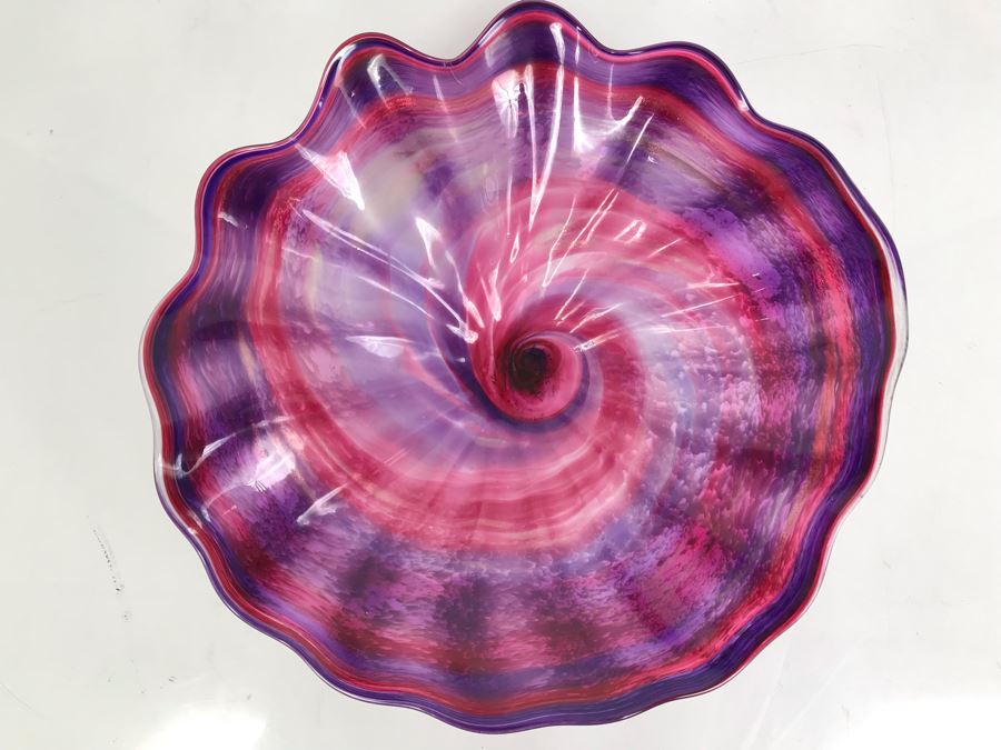 Vintage Signed Art Glass In Manner Of Dale Chihuly Wall Mountable 13'