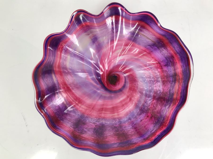 Vintage Signed Art Glass In Manner Of Dale Chihuly Wall Mountable 13' [Photo 2]