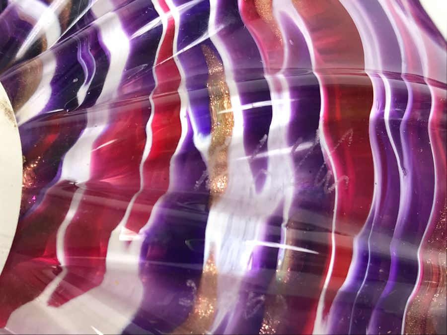 Vintage Signed Set Of (3) Art Glass Floats Balls In Manner Of Dale Chihuly Wall Mountable 5'D [Photo 24]