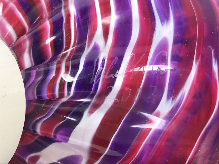 Vintage Signed Set Of (3) Art Glass Floats Balls In Manner Of Dale Chihuly Wall Mountable 5'D [Photo 26]