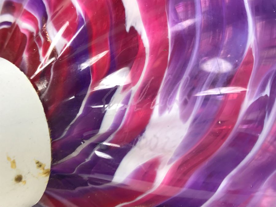 Vintage Signed Set Of (3) Art Glass Floats Balls In Manner Of Dale Chihuly Wall Mountable 5'D [Photo 15]