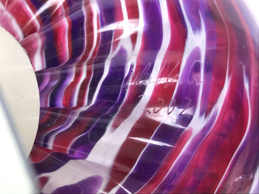 Vintage Signed Set Of (3) Art Glass Floats Balls In Manner Of Dale Chihuly Wall Mountable 5'D [Photo 28]