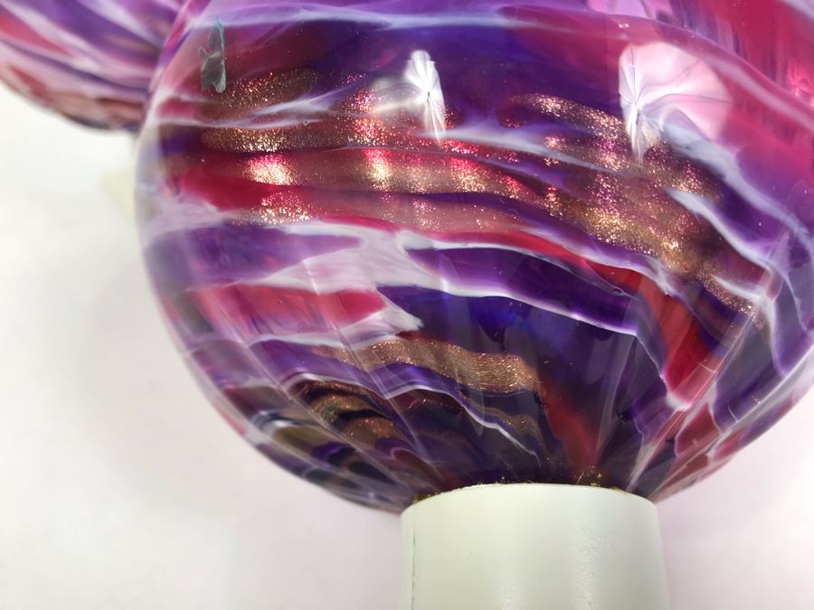 Vintage Signed Set Of (3) Art Glass Floats Balls In Manner Of Dale Chihuly Wall Mountable 5'D [Photo 12]