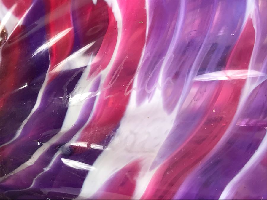 Vintage Signed Set Of (3) Art Glass Floats Balls In Manner Of Dale Chihuly Wall Mountable 5'D [Photo 17]