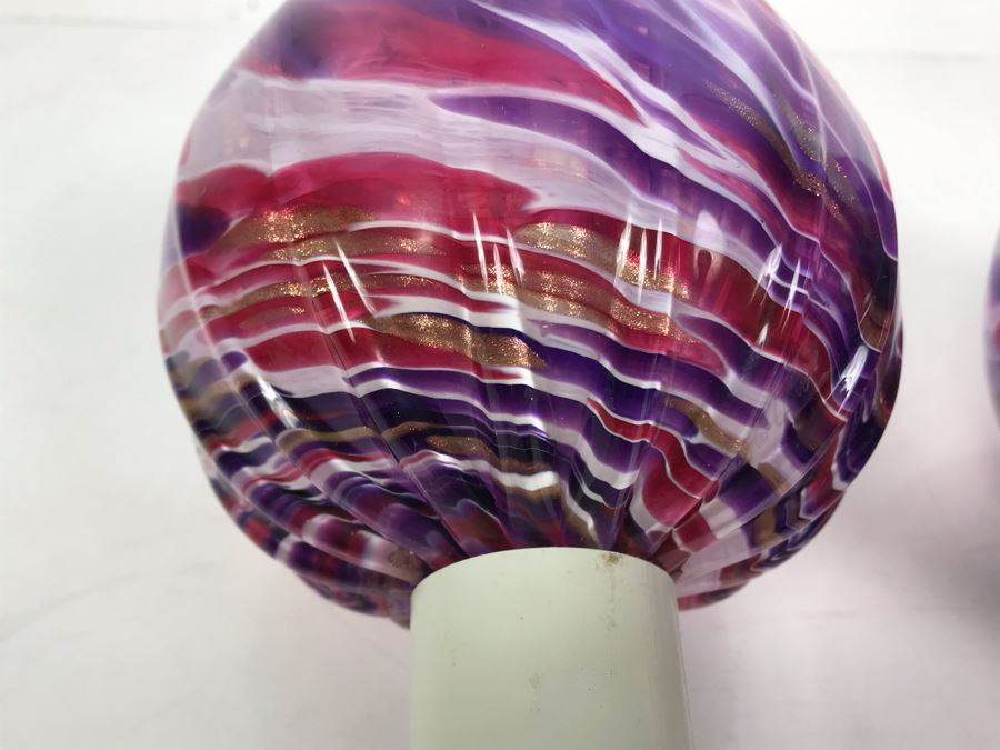 Vintage Signed Set Of (3) Art Glass Floats Balls In Manner Of Dale Chihuly Wall Mountable 5'D [Photo 19]
