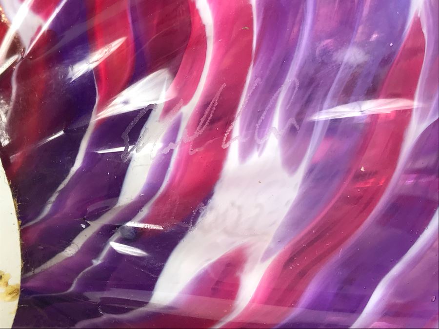 Vintage Signed Set Of (3) Art Glass Floats Balls In Manner Of Dale Chihuly Wall Mountable 5'D [Photo 16]