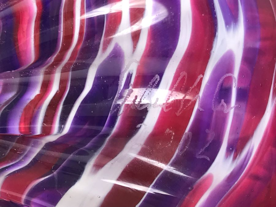 Vintage Signed Set Of (3) Art Glass Floats Balls In Manner Of Dale Chihuly Wall Mountable 5'D [Photo 31]