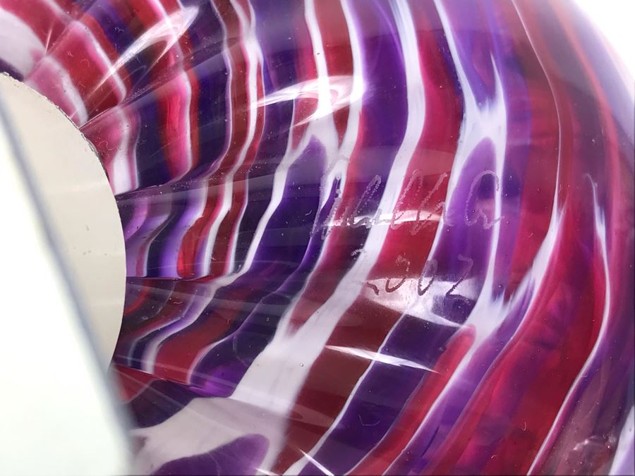 Vintage Signed Set Of (3) Art Glass Floats Balls In Manner Of Dale Chihuly Wall Mountable 5'D [Photo 29]