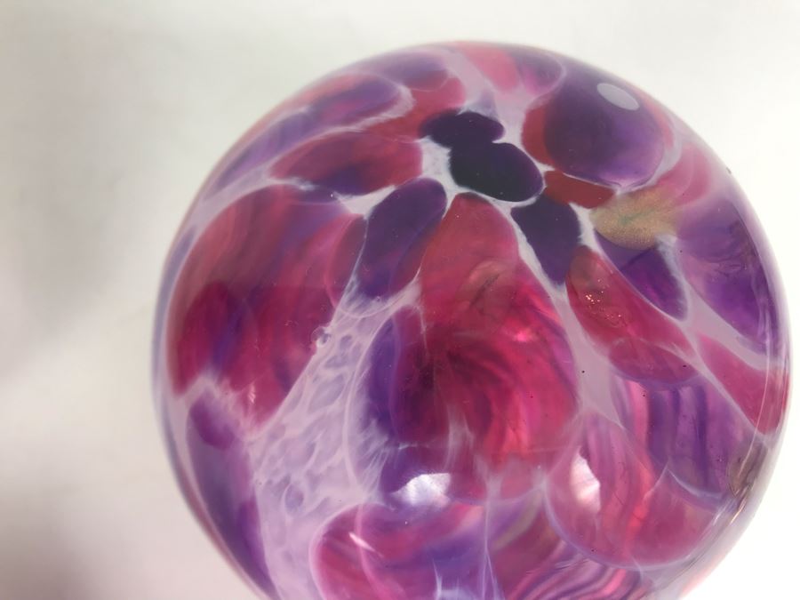 Vintage Signed Set Of (3) Art Glass Floats Balls In Manner Of Dale Chihuly Wall Mountable 5'D [Photo 8]