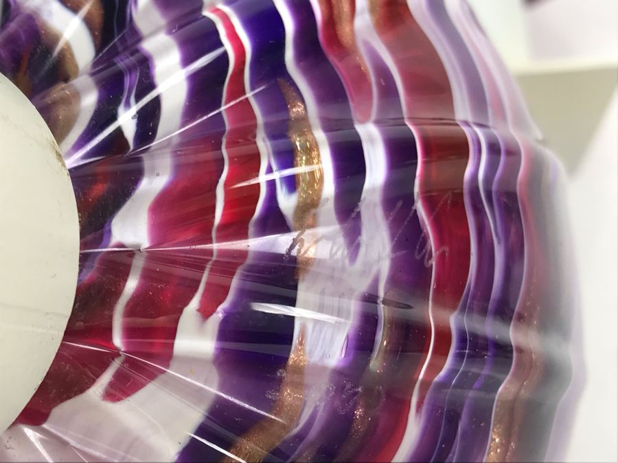 Vintage Signed Set Of (3) Art Glass Floats Balls In Manner Of Dale Chihuly Wall Mountable 5'D [Photo 25]