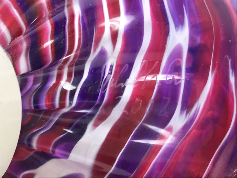 Vintage Signed Set Of (3) Art Glass Floats Balls In Manner Of Dale Chihuly Wall Mountable 5'D [Photo 27]