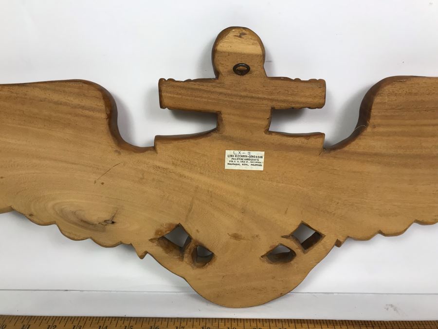 Custom Carved Wooden United States Naval Aviator Badge Wall Plaque From William H. Harris, RADM, USN (Ret.) 36'L [Photo 9]