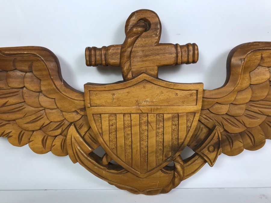 Custom Carved Wooden United States Naval Aviator Badge Wall Plaque From William H. Harris, RADM, USN (Ret.) 36'L [Photo 6]