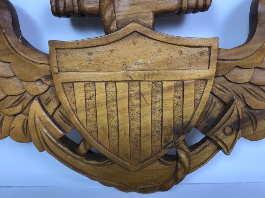 Custom Carved Wooden United States Naval Aviator Badge Wall Plaque From William H. Harris, RADM, USN (Ret.) 36'L [Photo 7]