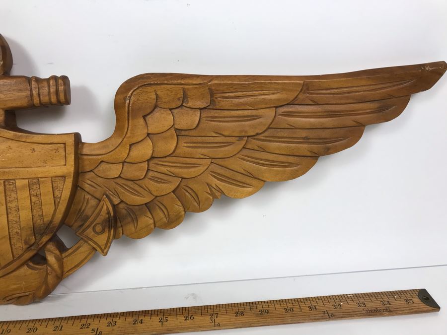 Custom Carved Wooden United States Naval Aviator Badge Wall Plaque From William H. Harris, RADM, USN (Ret.) 36'L [Photo 5]