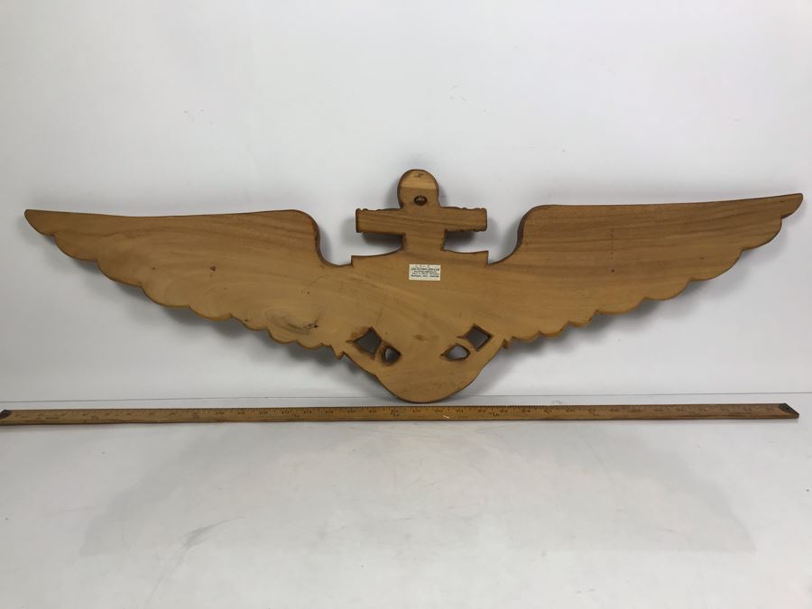 Custom Carved Wooden United States Naval Aviator Badge Wall Plaque From William H. Harris, RADM, USN (Ret.) 36'L [Photo 8]