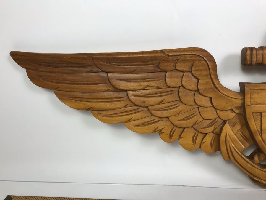 Custom Carved Wooden United States Naval Aviator Badge Wall Plaque From William H. Harris, RADM, USN (Ret.) 36'L [Photo 4]