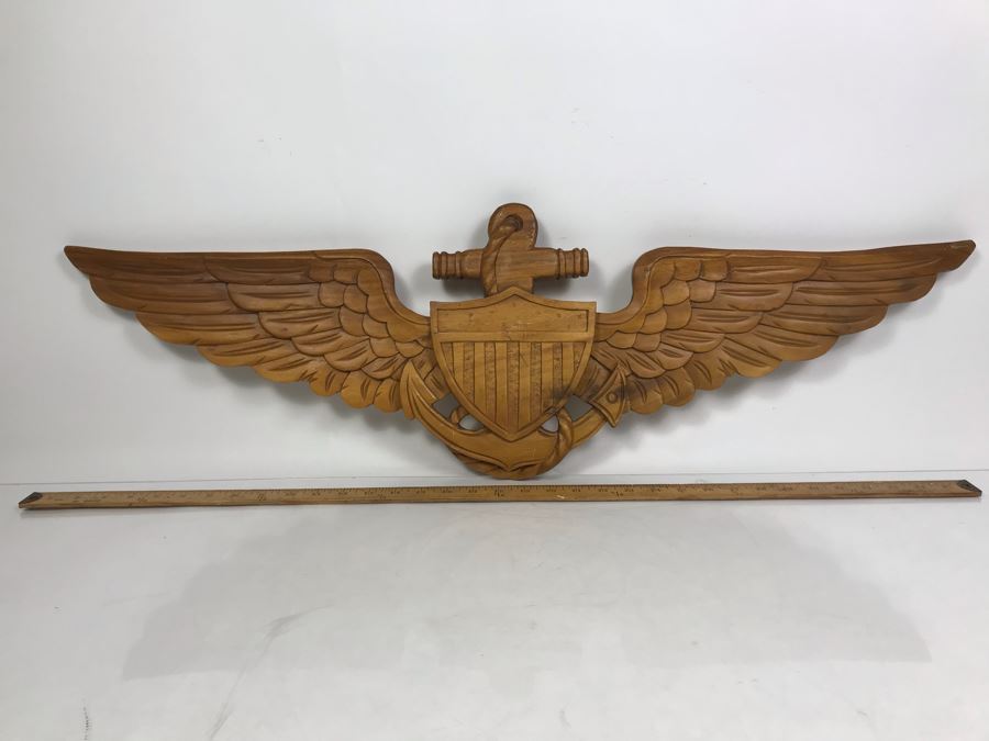 Custom Carved Wooden United States Naval Aviator Badge Wall Plaque From William H. Harris, RADM, USN (Ret.) 36'L [Photo 2]