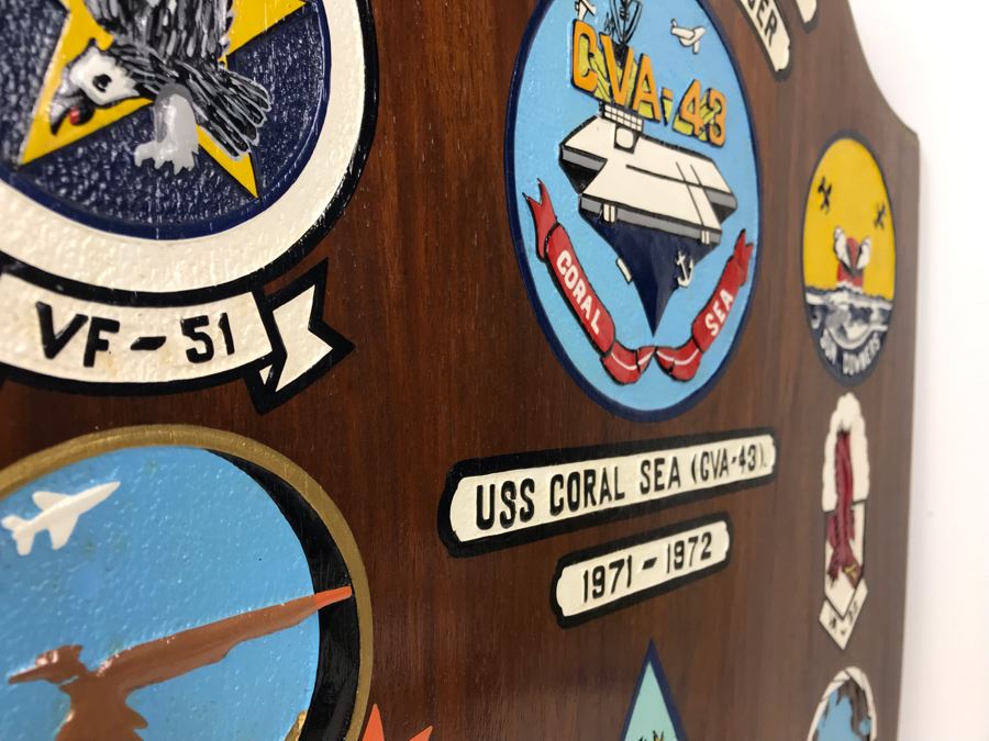 Capt. William H. Harris Commanding Officer Of USS Coral Sea (CVA-43) 1971-1972 Wooden Wall Plaque Relief Carved And Hand Painted 24'H X 18'W [Photo 20]