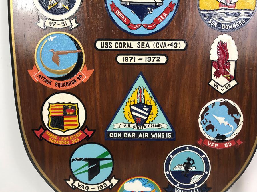 Capt. William H. Harris Commanding Officer Of USS Coral Sea (CVA-43) 1971-1972 Wooden Wall Plaque Relief Carved And Hand Painted 24'H X 18'W [Photo 4]