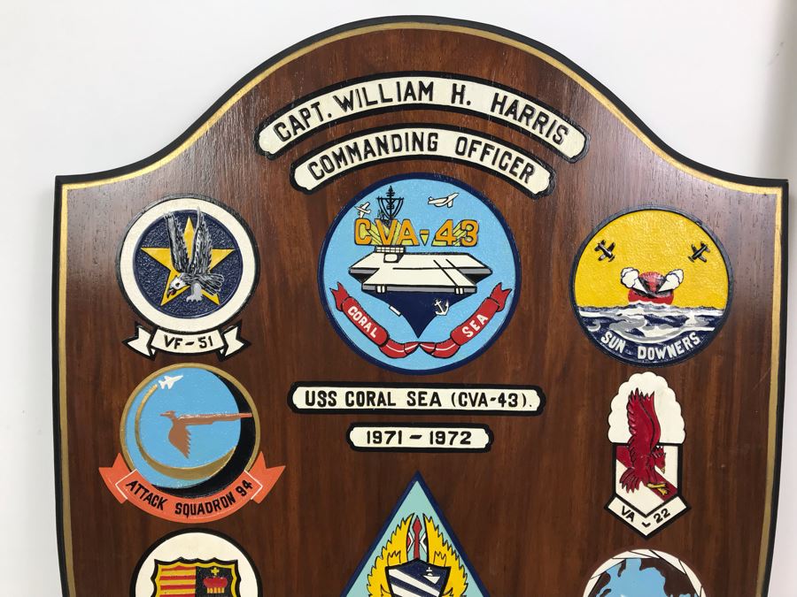 Capt. William H. Harris Commanding Officer Of USS Coral Sea (CVA-43) 1971-1972 Wooden Wall Plaque Relief Carved And Hand Painted 24'H X 18'W [Photo 3]