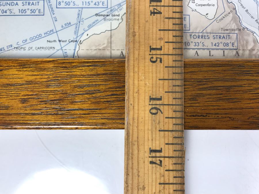 Tour Navigation Map Showing Route Of 1971-1972 Westpac Cruise USS Coral Sea CVA-43 'San Francisco's Own' From Navigation Department Framed In Vintage Oak Frame 20' X 16' [Photo 14]