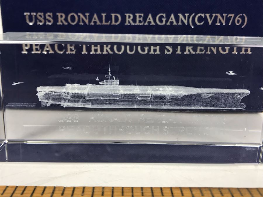 USS Ronald Reagan (CVN 76) Peace Through Strength Crystal 3D Image