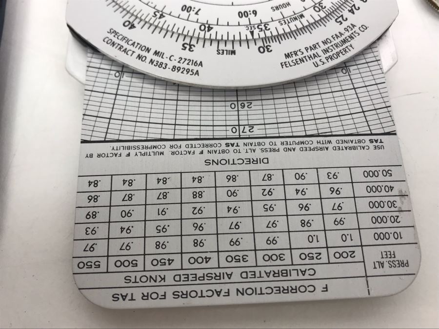 Pair Of Vintage Air Navigation Computers From William H. Harris, RADM, USN (Ret.): Felsenthal Instruments Co FAA-161 (Computer, Pilot's Navigation And Fuel Management) And FAA-93A (Computer, Air Navigation, Dead Reckoning) [Photo 10]
