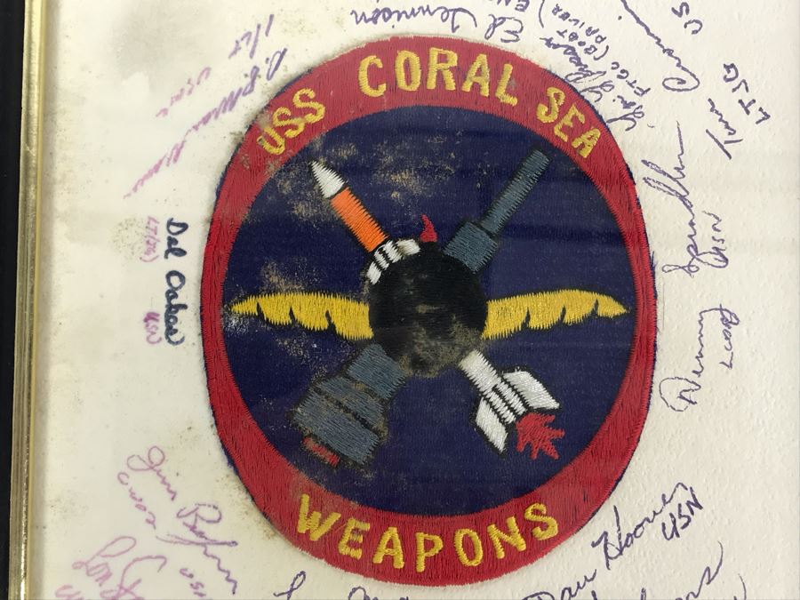 USS Coral Sea Weapons Patch Framed With Over 15 Signatures 9' X 11' [Photo 3]