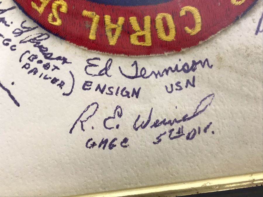 USS Coral Sea Weapons Patch Framed With Over 15 Signatures 9' X 11' [Photo 8]