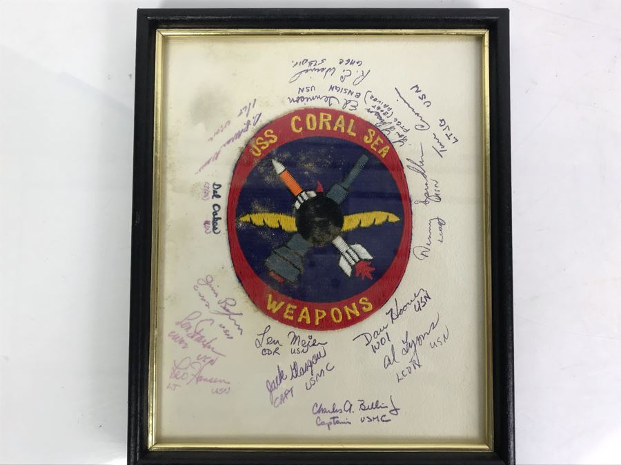 USS Coral Sea Weapons Patch Framed With Over 15 Signatures 9' X 11' [Photo 2]