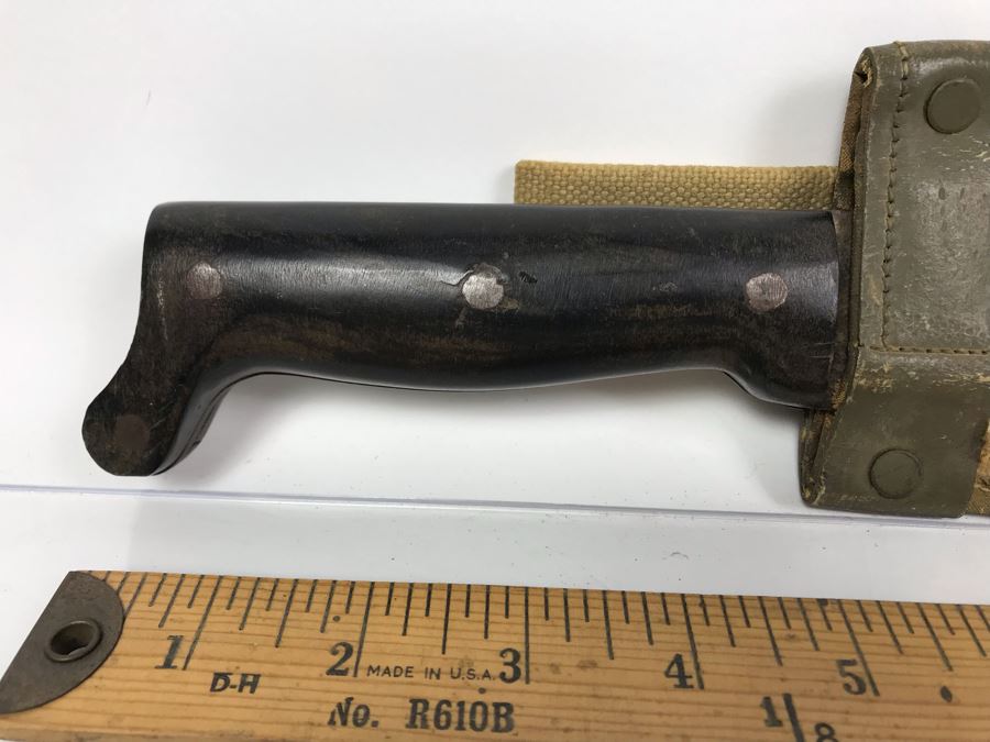 Vintage 1944 WWII Era U.S.N. Legitimus Collins & Co 26' Blade Machete Knife With MK-1 Canvas Sheath Scabbard Inscribed With WHH From William H. Harris, RADM, USN (Ret.) [Photo 7]